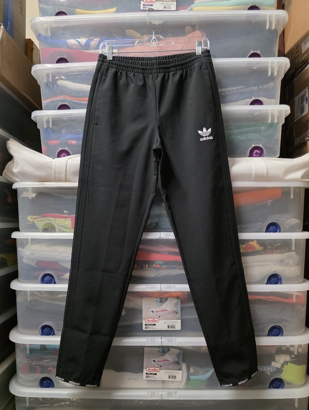adidas Originals SST TP 2.0 Track Pants Black Tapered Pockets Sz S AY7724